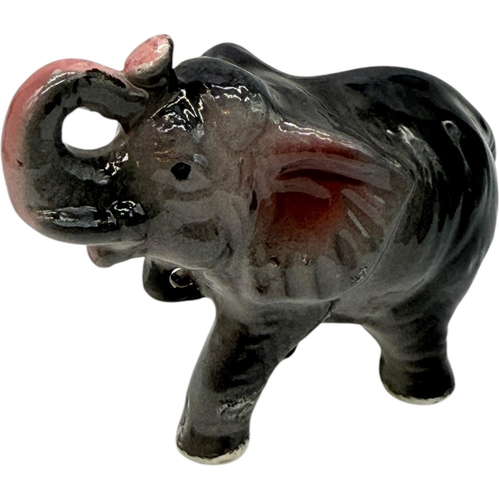 Vintage Elephant Figurine Trunk Up Ceramic Good Luck Animal Decor Vintage